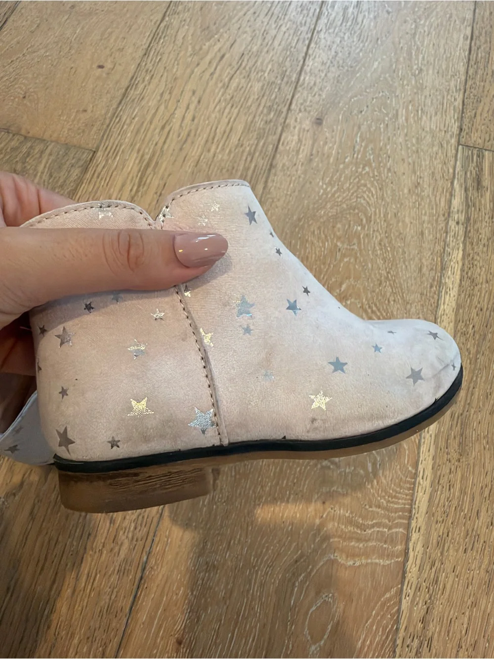 Kids Pink Star Ankle Boots